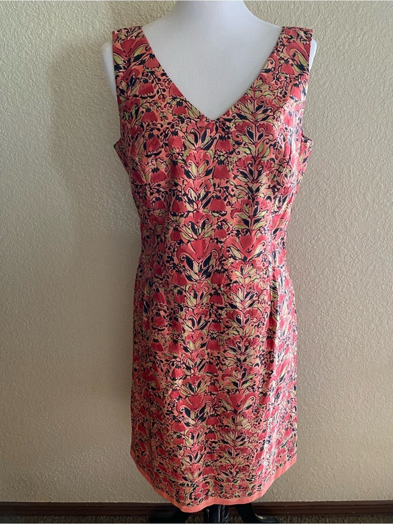 Peruvian Connection Dresses & Skirts - Peruvian Connection Floral Coral Floral V-Neck Pima Cotton Dress Summer: 14